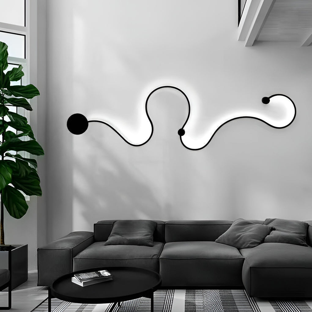 Creative Long Curved Linear LED Contemporary Wall Light, Bedroom Wall Sconce, detail 2