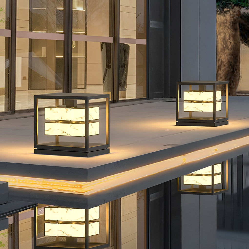 Square LED Waterproof Contemporary Solar Deck Post Lights Pillar Light Post Caps Lights, Outdoor Wall Light, detail 2