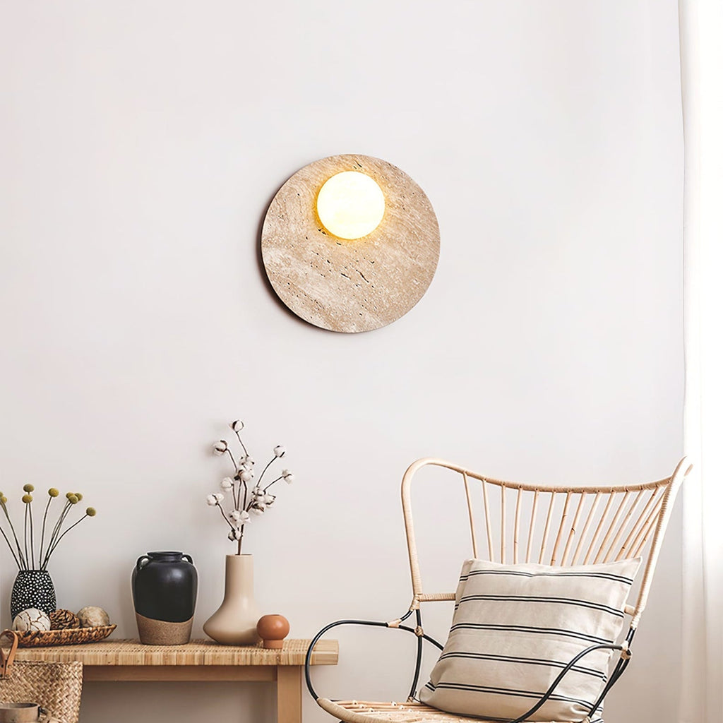 Moonwake Travertine Wall Light, Hardwired Wall Sconce, detail 5