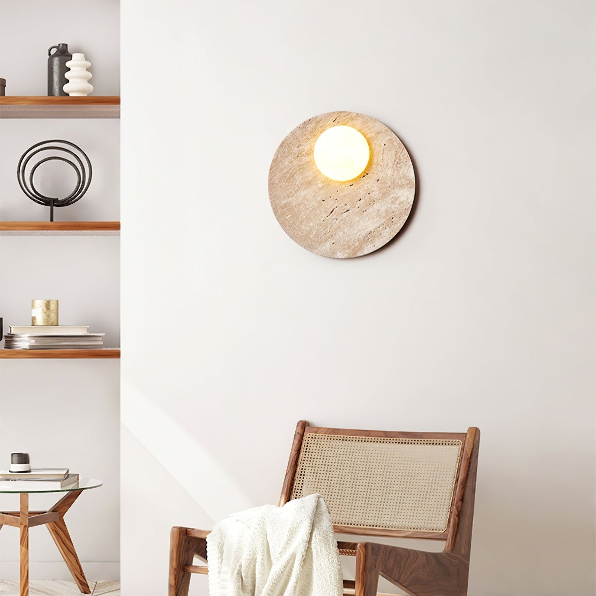 Moonwake Travertine Wall Light, Hardwired Wall Sconce, detail 4