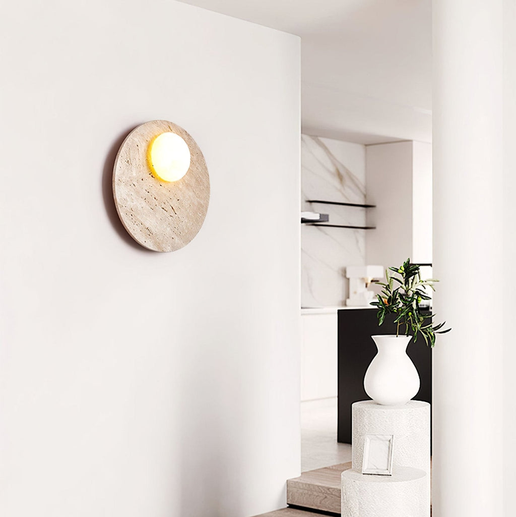 Moonwake Travertine Wall Light, Hardwired Wall Sconce, detail 9