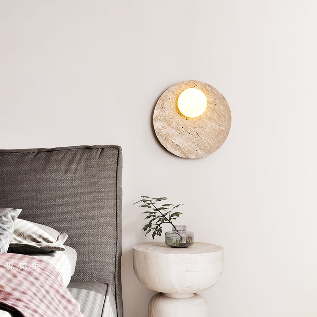 Moonwake Travertine Wall Light, Hardwired Wall Sconce, detail 8