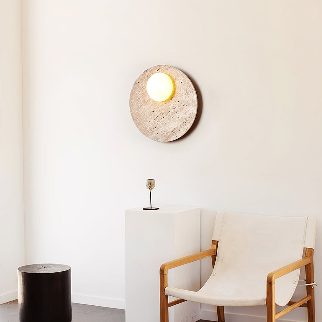 Moonwake Travertine Wall Light, Hardwired Wall Sconce, detail 7