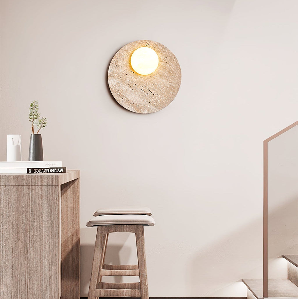 Moonwake Travertine Wall Light, Hardwired Wall Sconce, detail 6