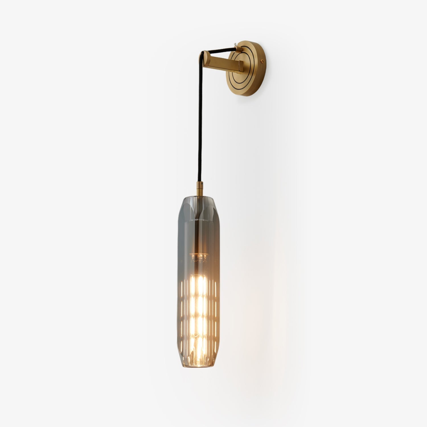 Ecliptique Series Wall Light, Hardwired Wall Sconce, Brass, Model A ∅ 1.2″ x H 11.8″