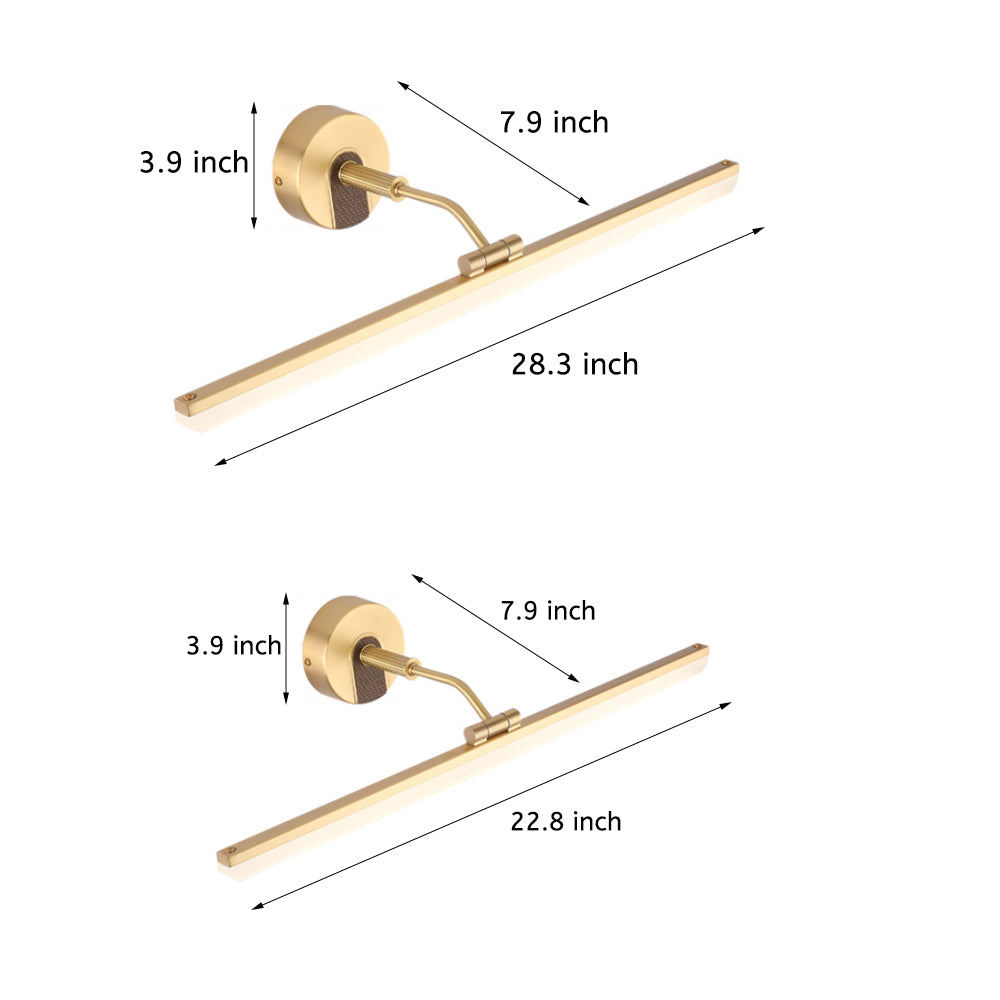 Modern Adjustable LED Bathroom Vanity Mirror Light with Rotatable Flat Bar in Gold/Black Finish, Bathroom Vanity Light, detail 7