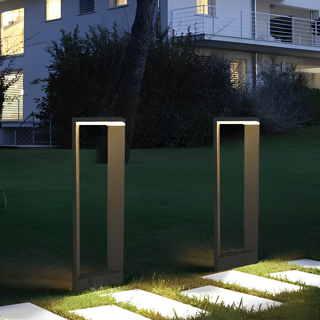 Geometric Design Waterproof LED Black Contemporary Exterior Pathway Lights, Outdoor Wall Light, Aluminum, 16"