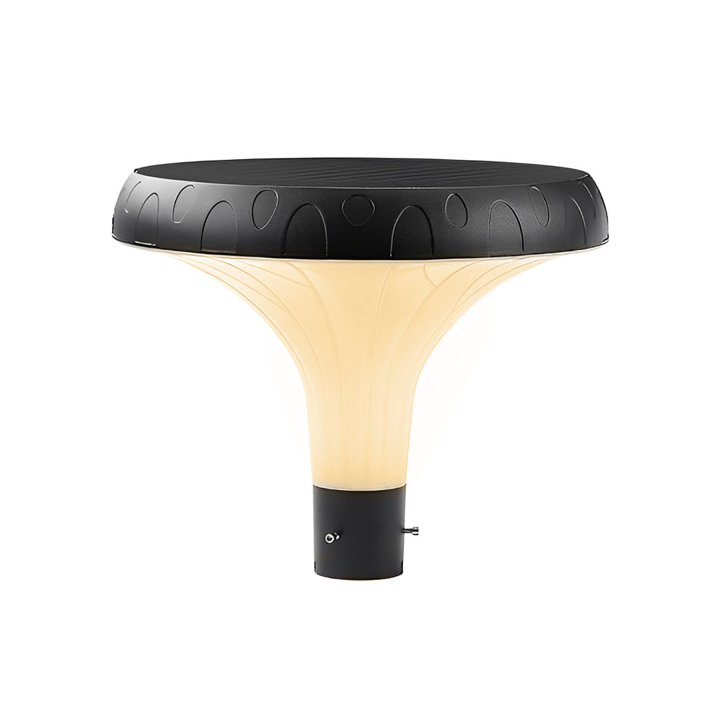 Circular Mushroom Waterproof Intelligent Black Contemporary Solar Lamp Post Light, Outdoor Wall Light, detail 10