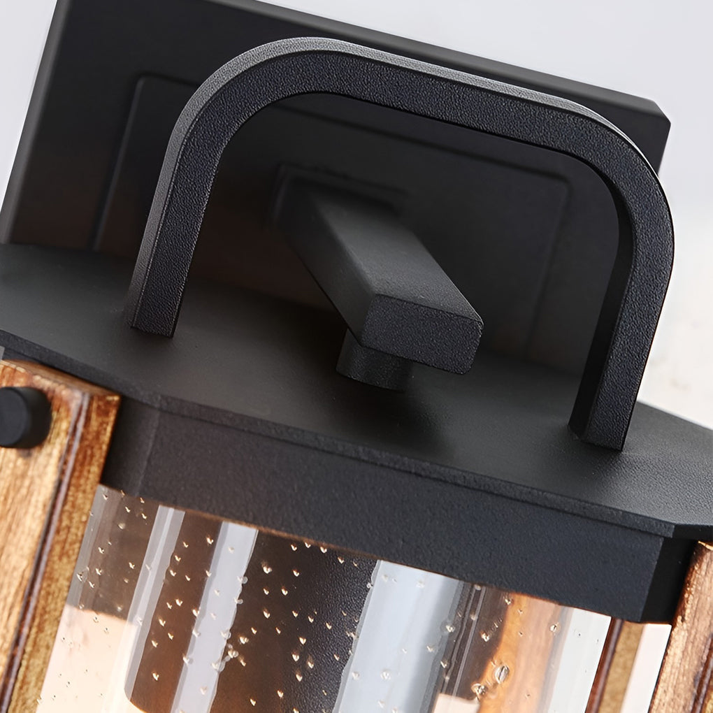 Lantern Shaped Waterproof Glass Black Industrial Exterior Wall Light Lighting, Outdoor Wall Light, detail 10