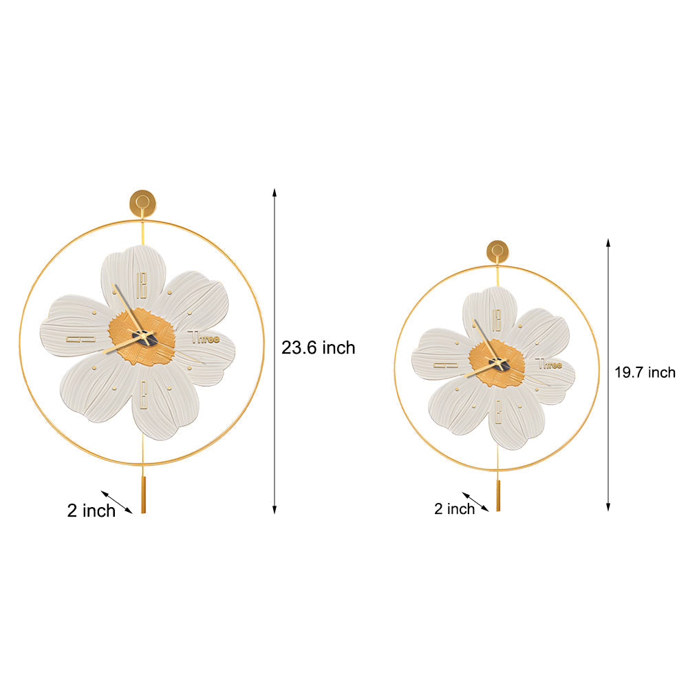 Circular Metal Battery Operated LED Flower Wall Clock, Plug-In Wall Sconce, detail 7