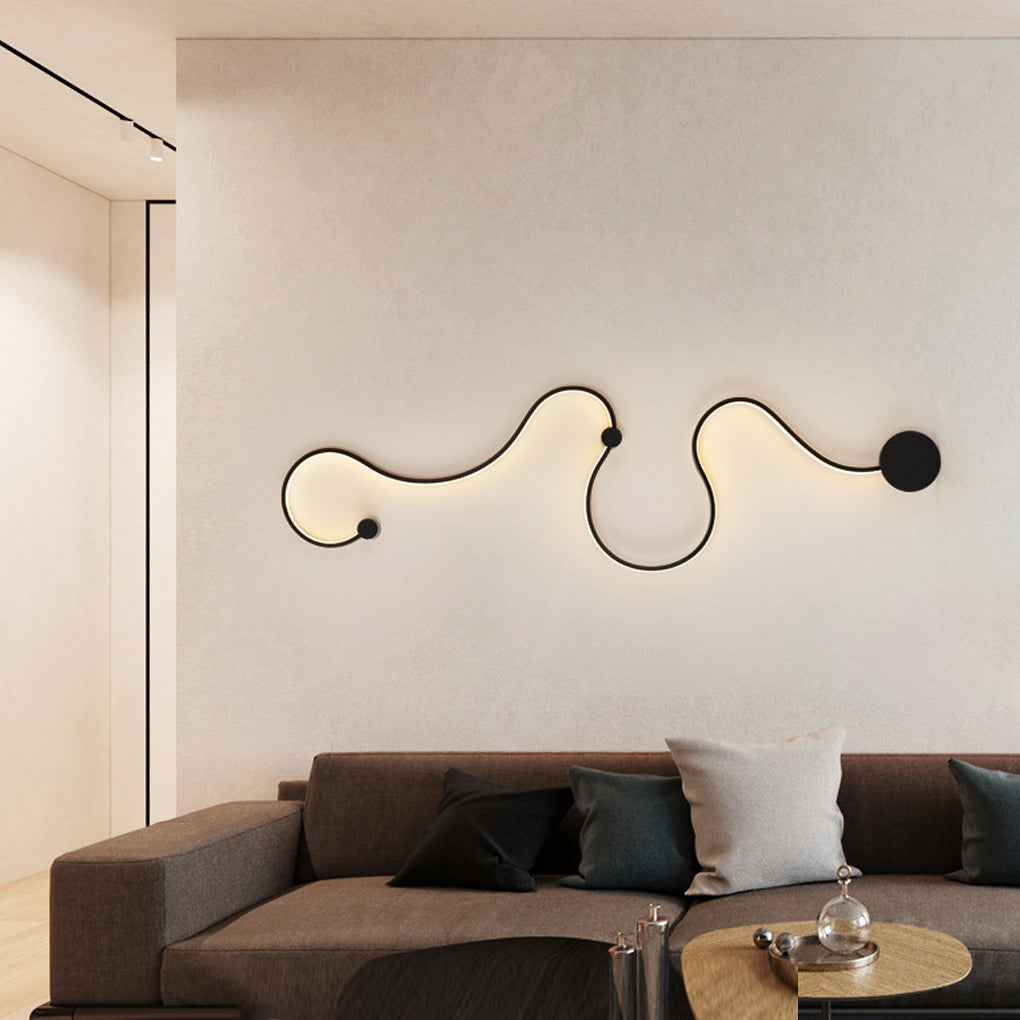 Creative Long Curved Linear LED Contemporary Wall Light, Bedroom Wall Sconce, detail 5