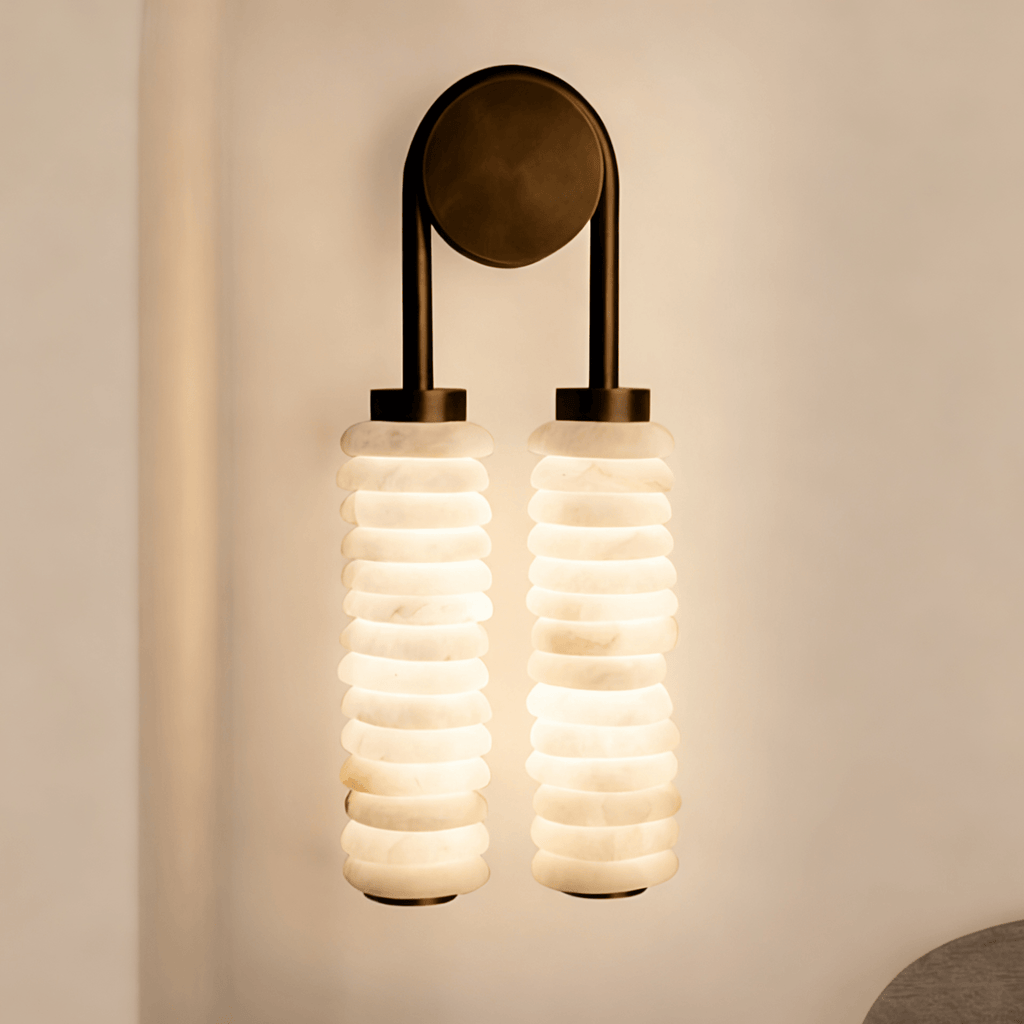 Calla Ribbed Alabaster Wall Light, Hardwired Wall Sconce, detail 17