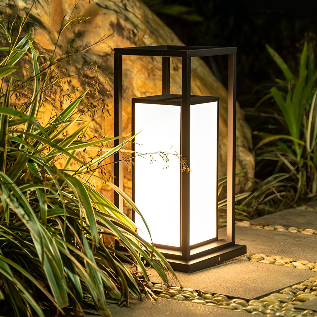 Exterior Waterproof LED Black Contemporary Solar Fence Post Lights Pillar Lamp, Outdoor Wall Light, detail 5