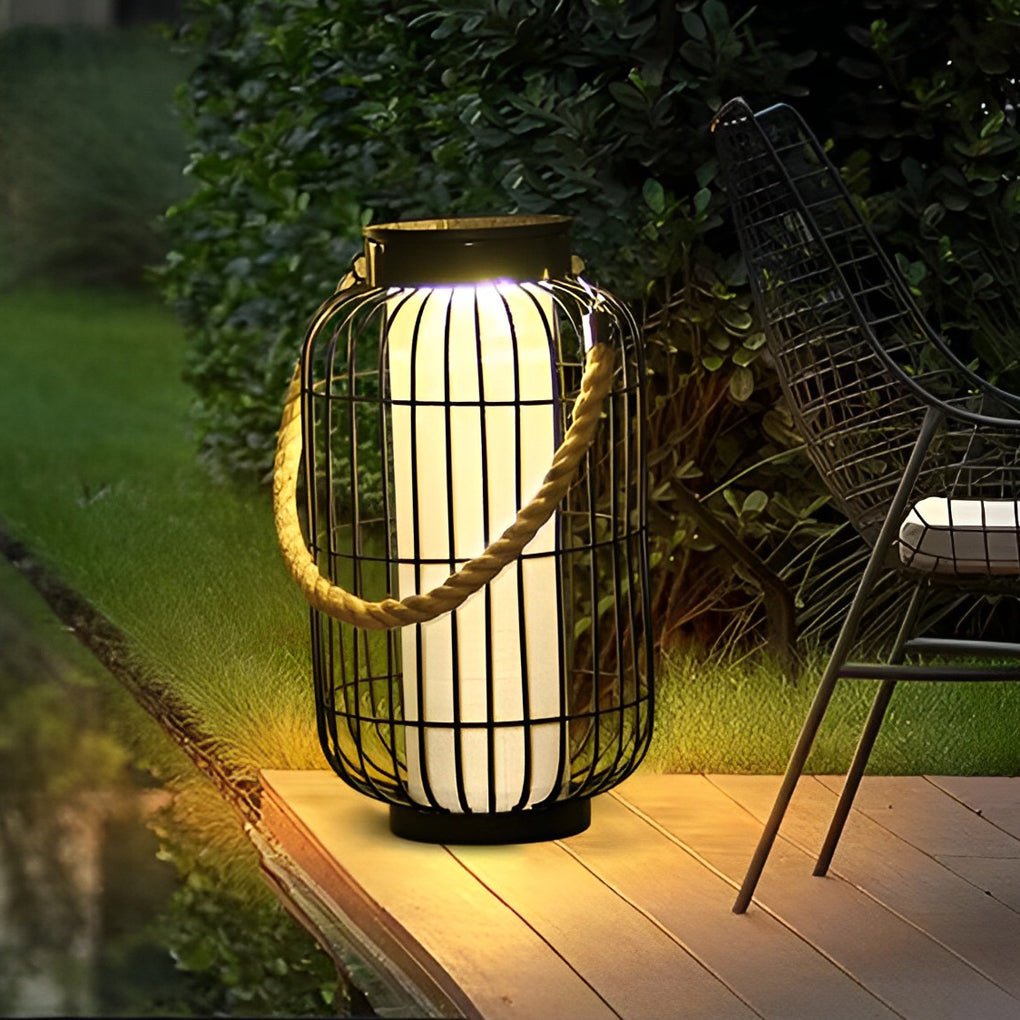 Timeless Iron Lantern Waterproof Intelligent Portable Solar Lawn Lamp, Outdoor Wall Light, H 12in