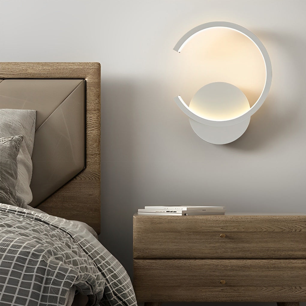 Creative Circular Stepless Dimming LED Nordic Wall Light Sconces Lighting, Bedroom Wall Sconce, Iron, Dia 7.9in x H 9.3in