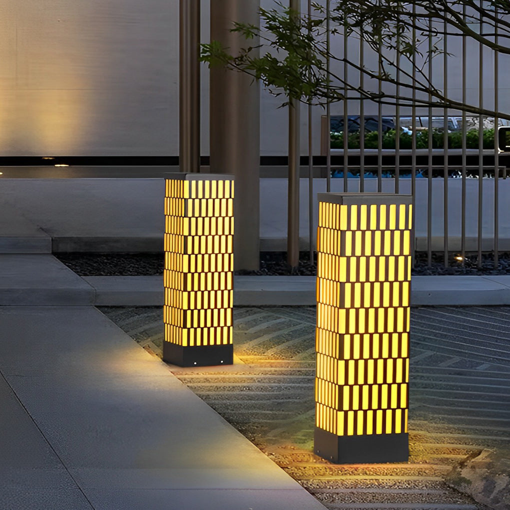 Retro Grid Designed Waterproof LED Black Contemporary Lawn Lamp Exterior Lighting, Outdoor Wall Light, Galvanized Sheet, 12"