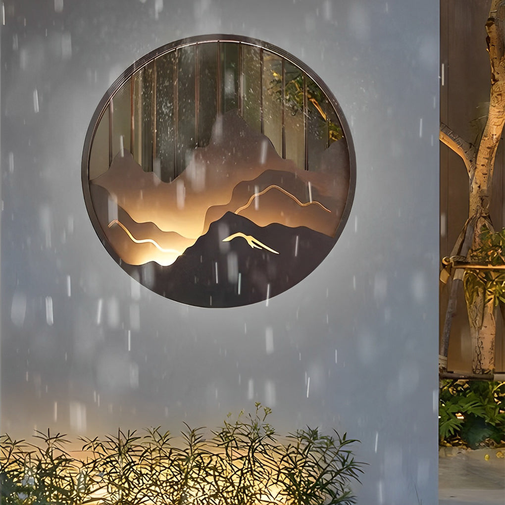 Circular Mountain Scenery LED Waterproof Exterior Wall Light Lighting, Outdoor Wall Light, detail 7