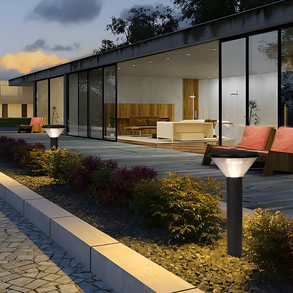 Circular Light Control Induction Black Contemporary Exterior Solar Pathway Lights, Outdoor Wall Light, detail 5