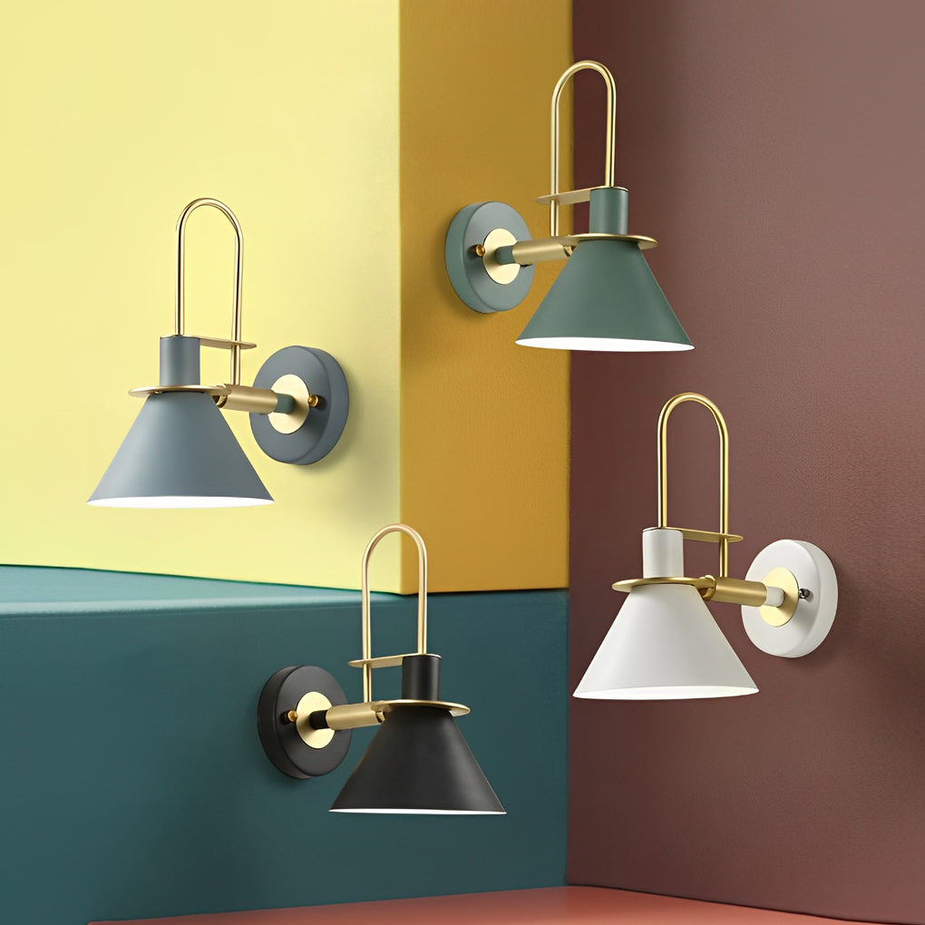 Clean-Lined Horn Shape Iron Creative Contemporary Wall Light, Bedroom Wall Sconce, detail 6