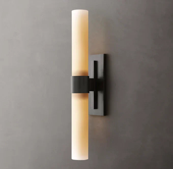 Ravelle Milk Glass Linear Wall Light, Bathroom Wall Sconce, detail 22
