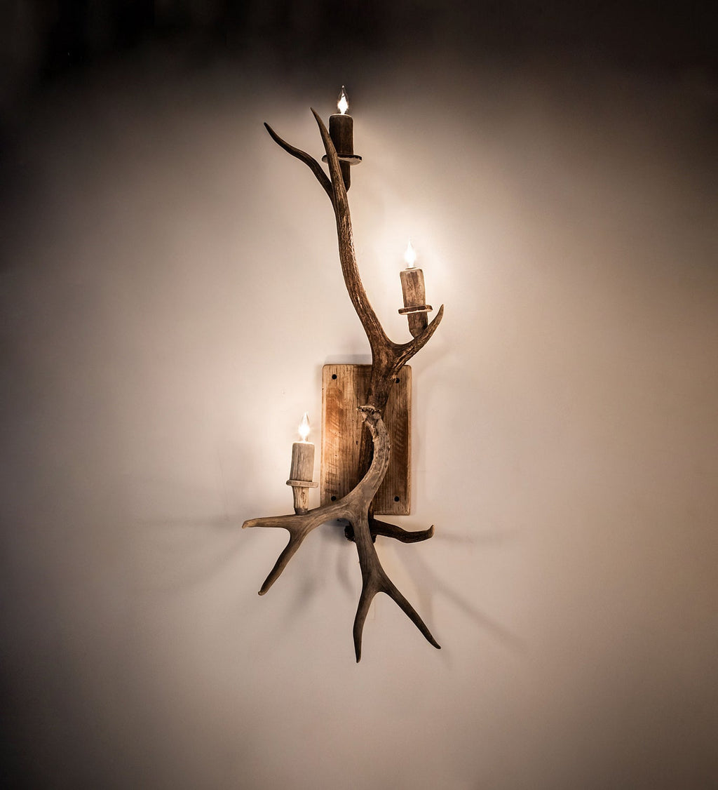 Antlers Elk and Mule Deer 34.00" Naturally Shed/Sun Bleached Wall Sconce detail view 5