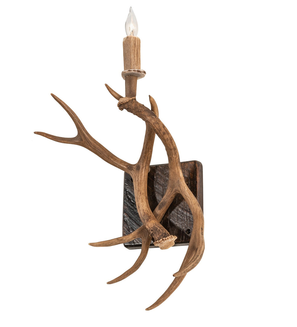 Antlers Elk and Mule Deer 1-Light 20.00" Natural Antler Wall Sconce front view