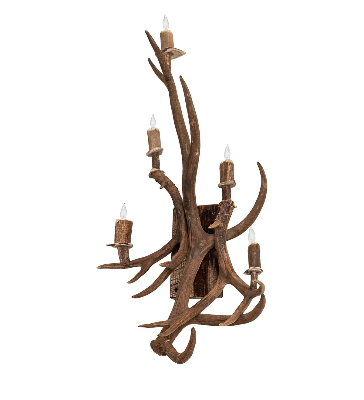 Antlers Elk and Mule Deer 5-Light 36.00" Naturally Shed/Stained Wall Sconce detail view 2