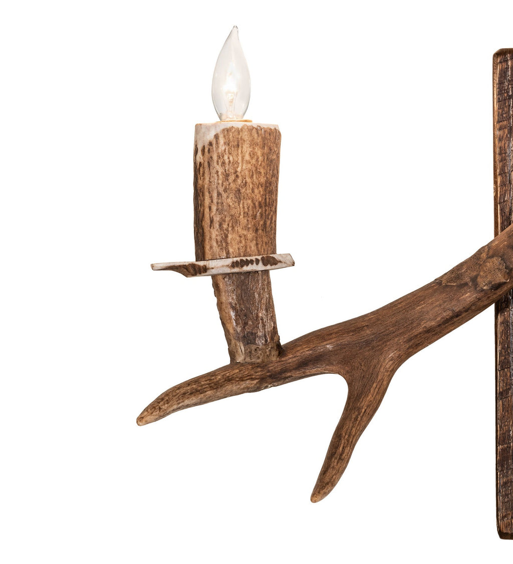 Antlers Elk and Mule Deer 5-Light 36.00" Naturally Shed/Stained Wall Sconce detail view 4