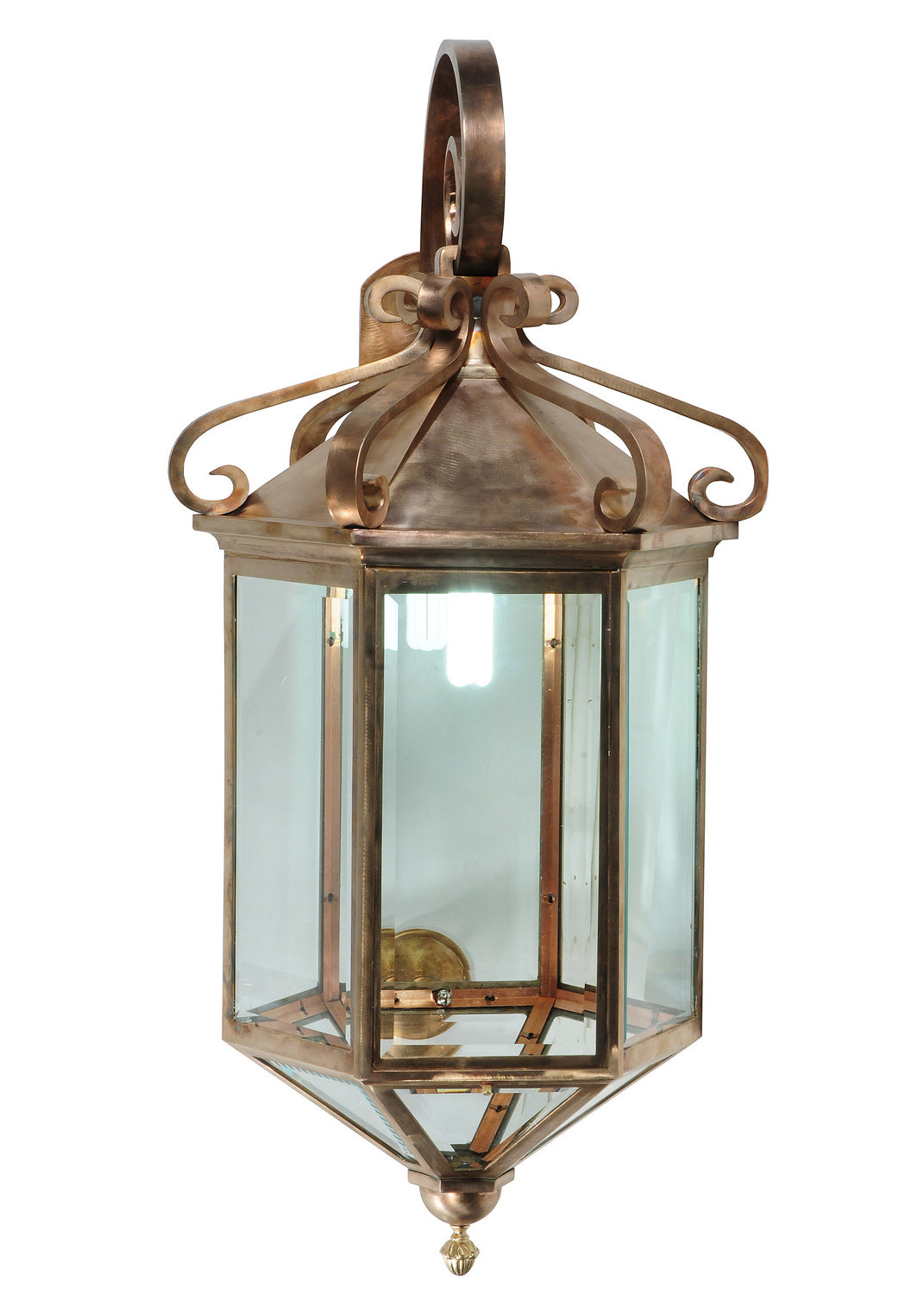 Anza 45 inch silicon bronze outdoor wall sconce front view with clear glass