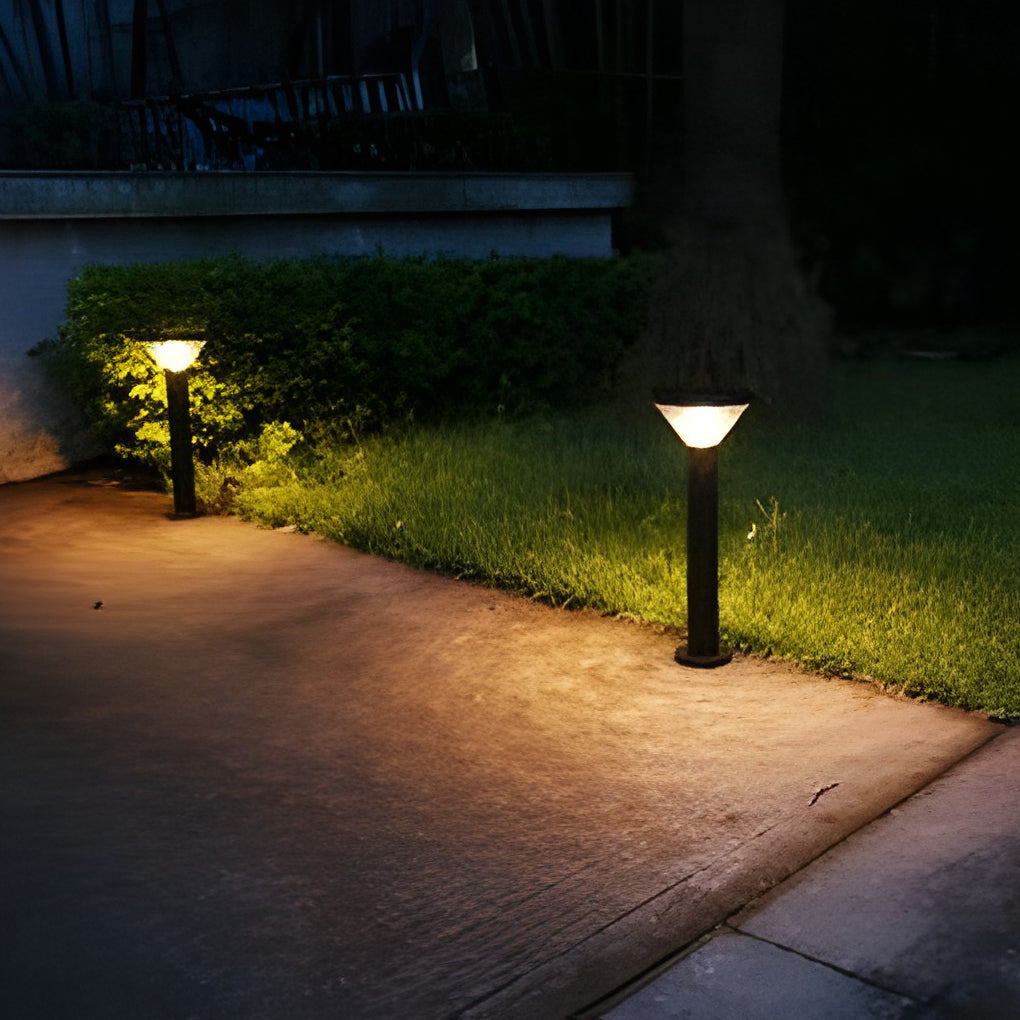 Circular Light Control Induction Black Contemporary Exterior Solar Pathway Lights, Outdoor Wall Light, detail 4