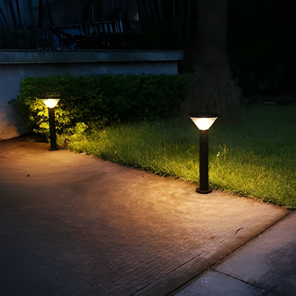 Circular Light Control Induction Black Contemporary Exterior Solar Pathway Lights, Outdoor Wall Light, detail 4