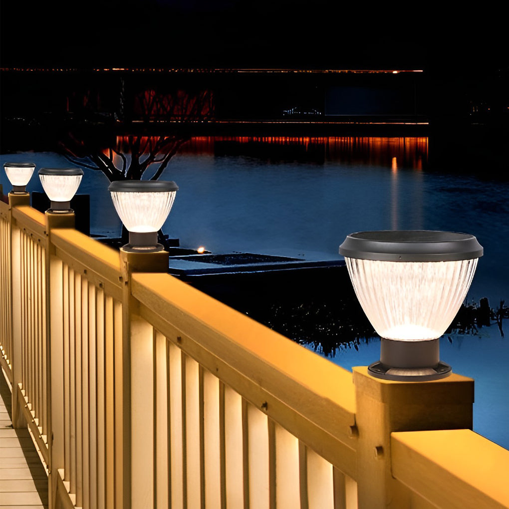 Circular LED Fast Charging Black Contemporary Solar Post Caps Lights Pillar Light, Outdoor Wall Light, detail 5