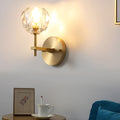 Ball-shaped LED Crystal Gold Postmodern Plug in Sconce Lighting Wall Light - 18" Copper, Plug-In Wall Sconce