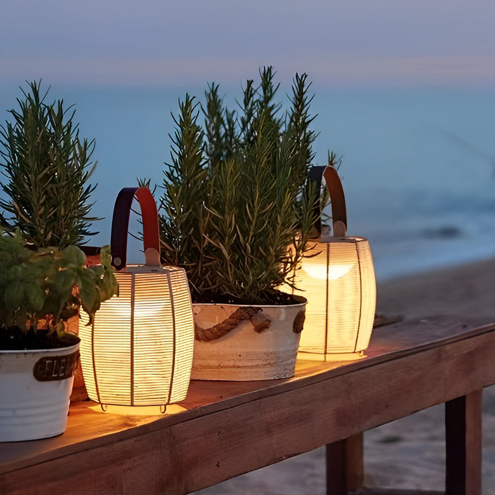 Portable Rattan Lantern Waterproof LED Contemporary Solar Exterior Light, Outdoor Wall Light, detail 12
