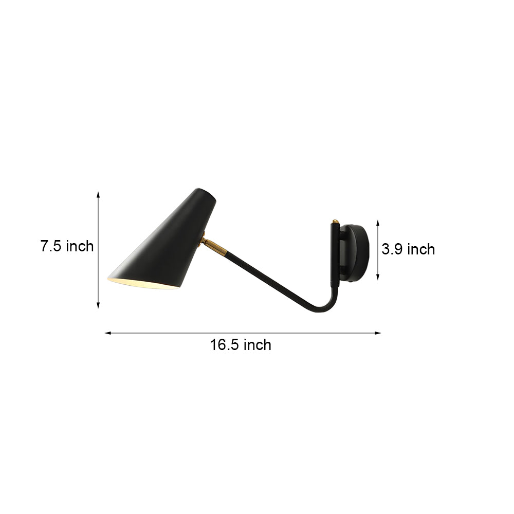 Contemporary Hoxton Suspended Wall Light with Conical Shade - 1-Light, Plug-In Wall Sconce, detail 8
