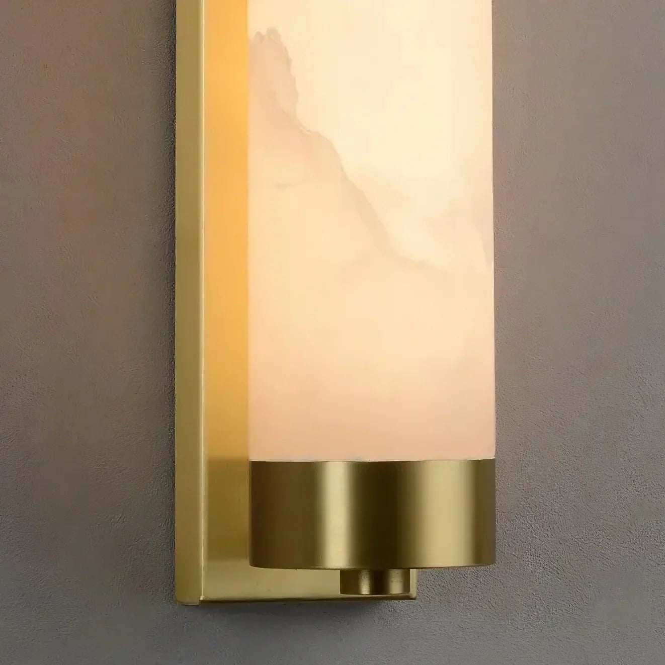 23" Natural Marble & Brass Wall Light, Bedroom Wall Sconce, detail 6