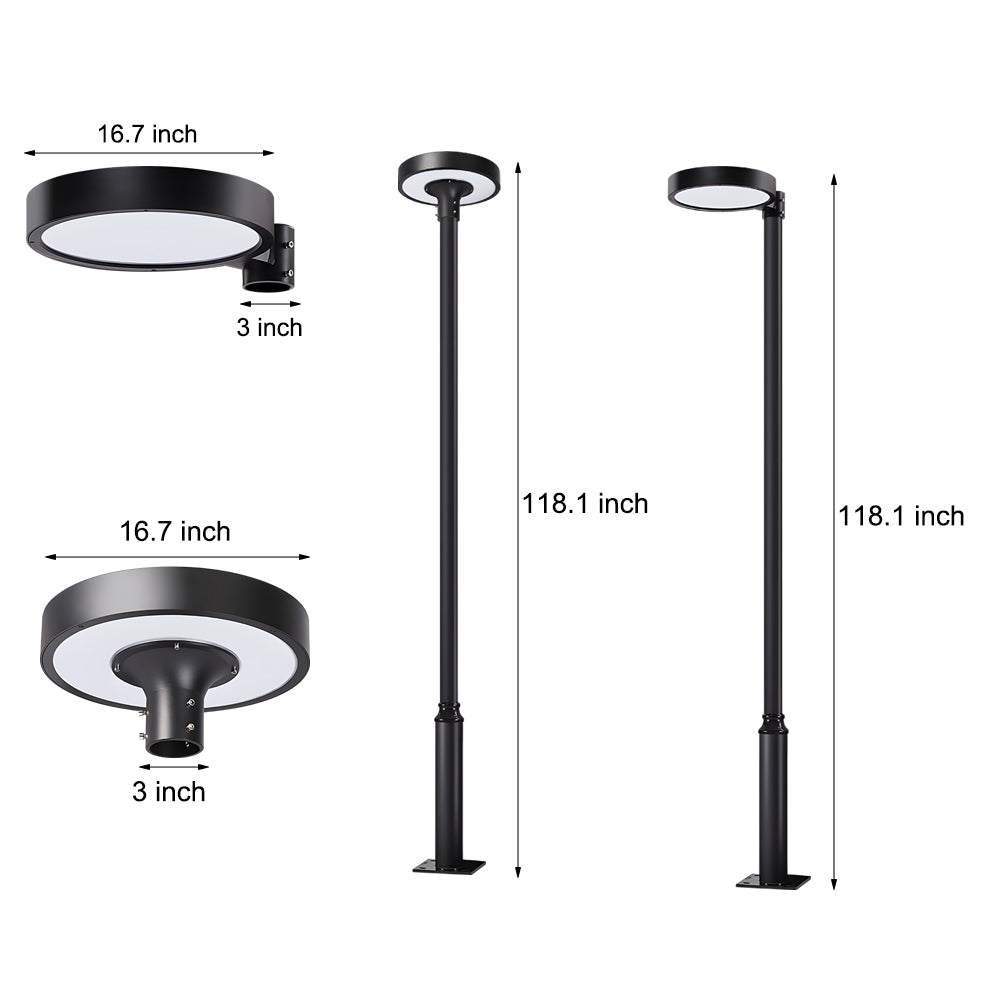 Circular Waterproof Smart Remote Control LED Solar Lamp Post Top Lights, Outdoor Wall Light, detail 8