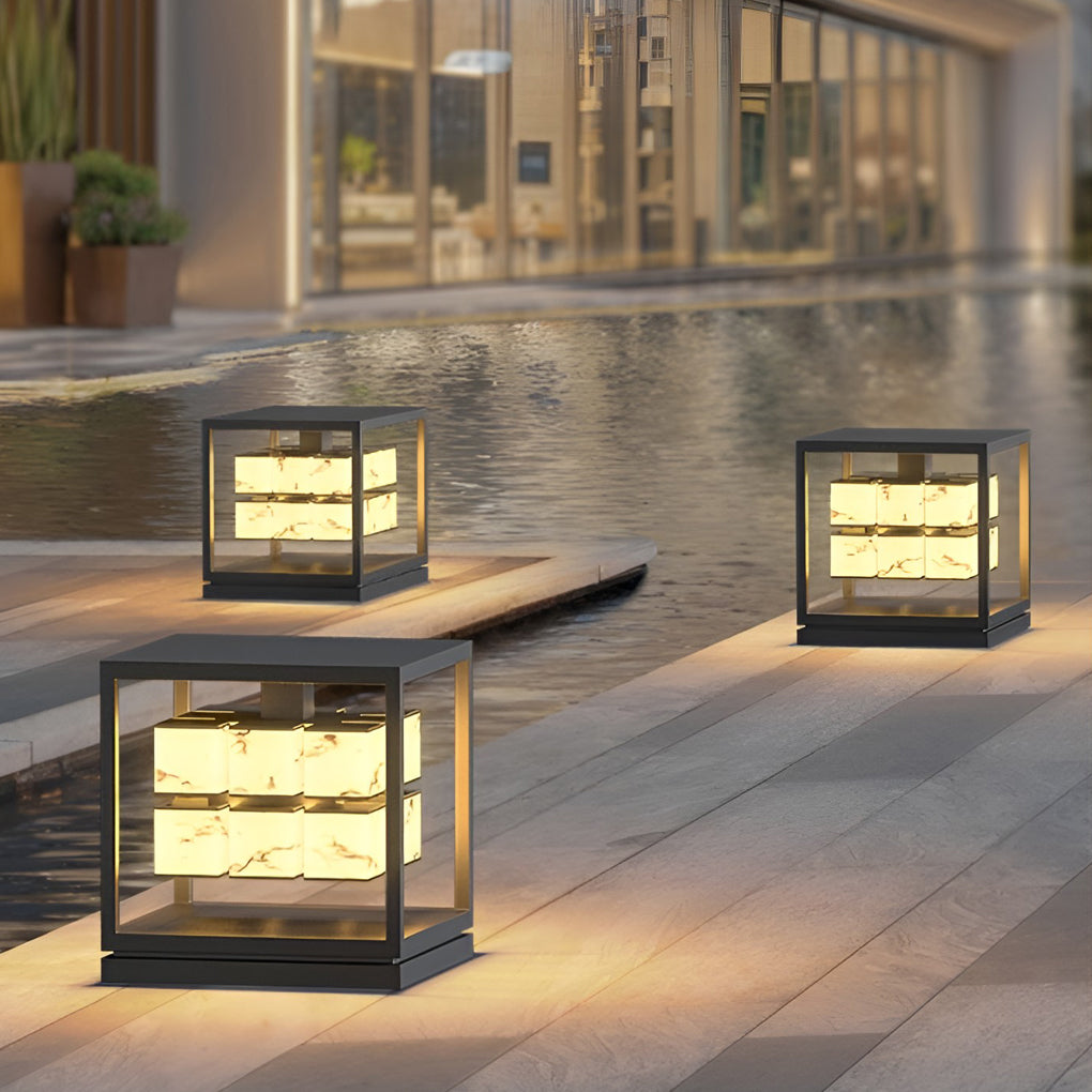 Square LED Waterproof Contemporary Solar Deck Post Lights Pillar Light Post Caps Lights, Outdoor Wall Light, detail 6