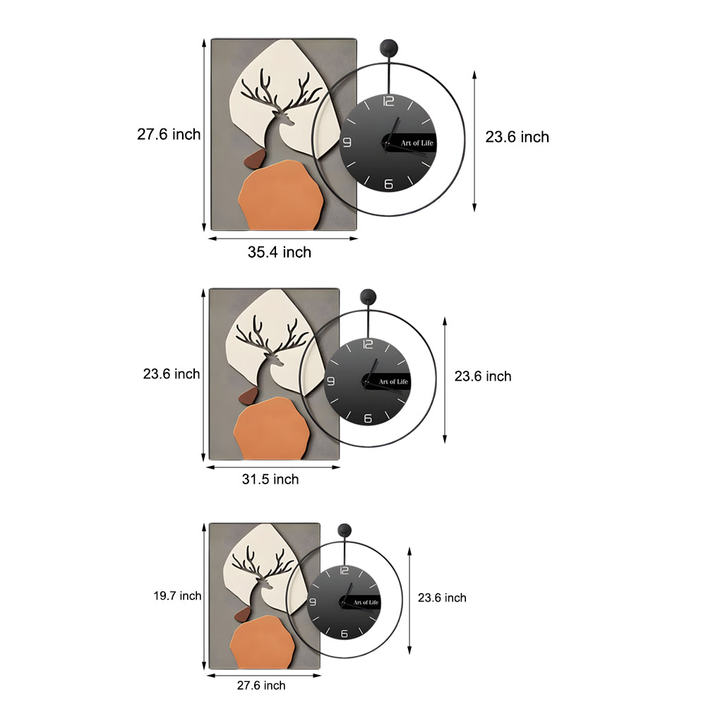 Glass Geometric Silent Wall Clock Canvas Painting Wall Art Decor, Plug-In Wall Sconce, detail 9