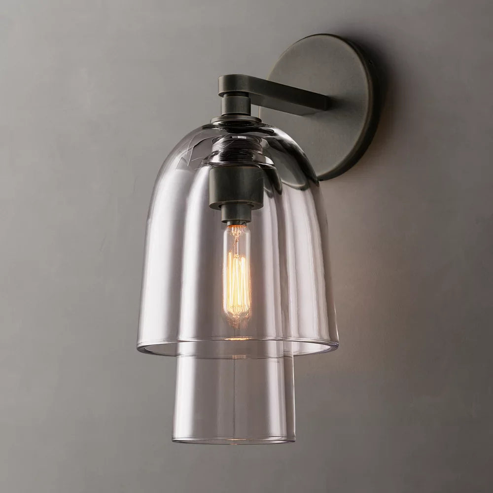 Blom Clear Glass Flute Wall Light, Bathroom Wall Sconce, detail 2