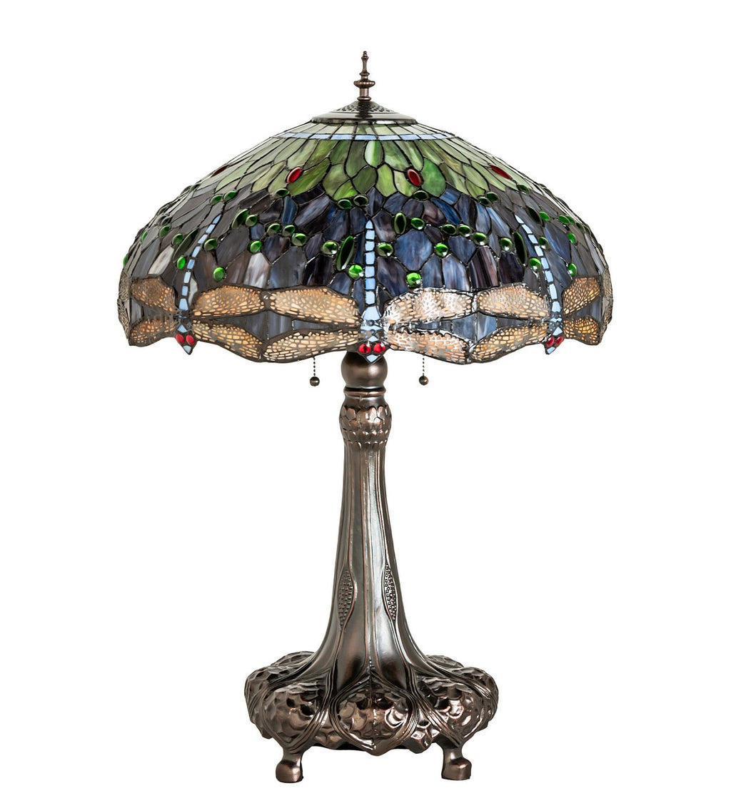 Hanginghead Dragonfly 31 Inch - Height: 31.0 Inches 3-Light 32.00" Mahogany Bronze Table Lamp detail view 3