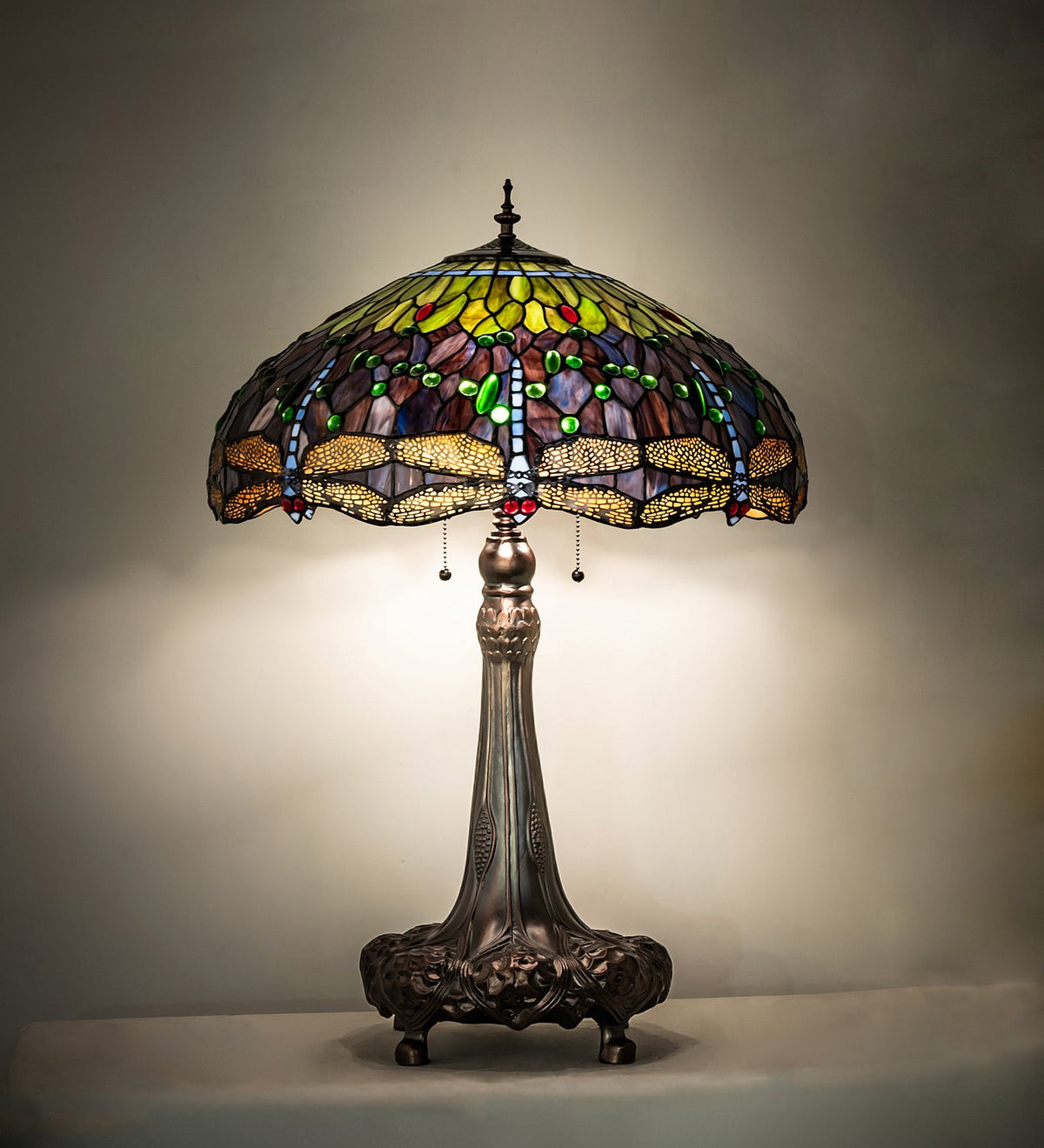 Hanginghead Dragonfly 31 Inch - Height: 31.0 Inches 3-Light 32.00" Mahogany Bronze Table Lamp detail view 5