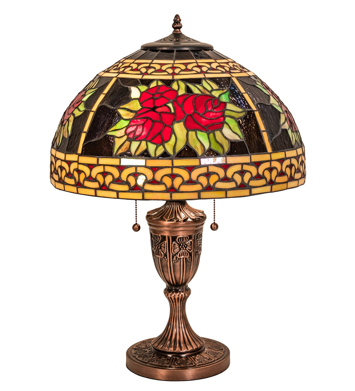 Roses And Scrolls 25 Inch 2-Light 25.00" Copper Table Lamp front view