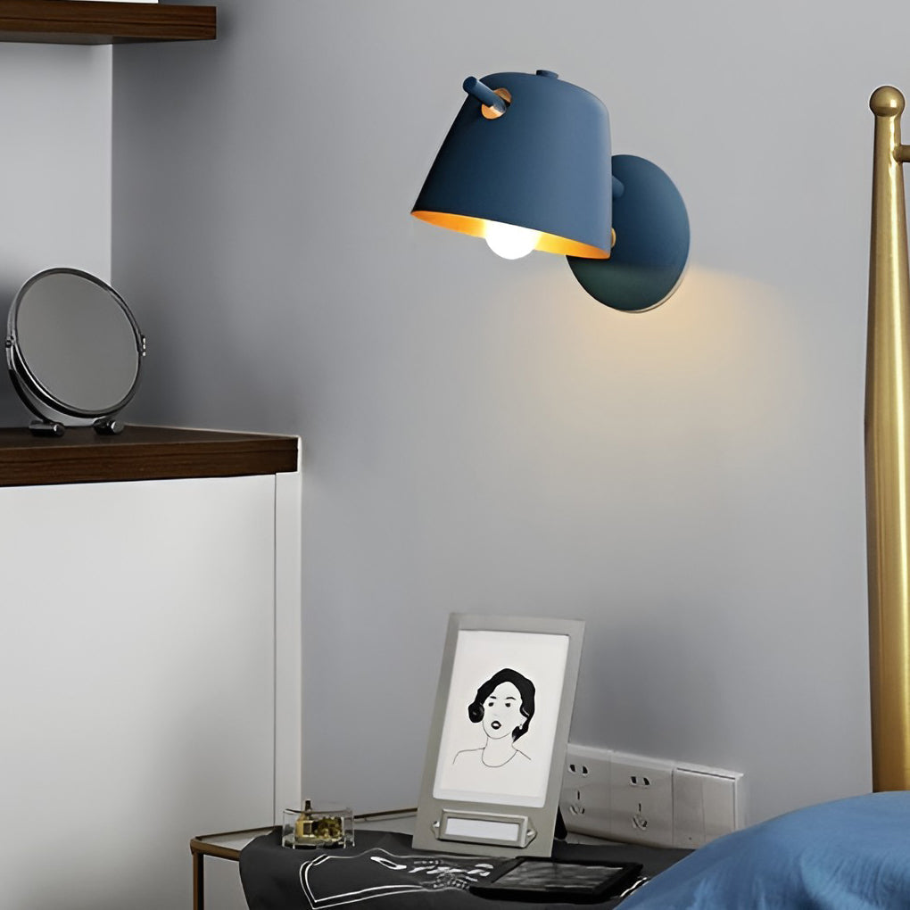 Hat-style Matte Metal Nordic Mounted Contemporary Wall Light, Bedroom Wall Sconce, detail 3