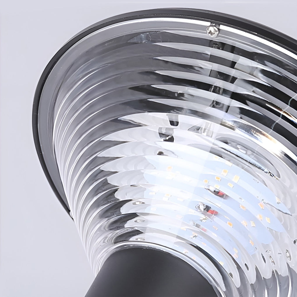 Circular Light Control Induction Black Contemporary Exterior Solar Pathway Lights, Outdoor Wall Light, detail 14