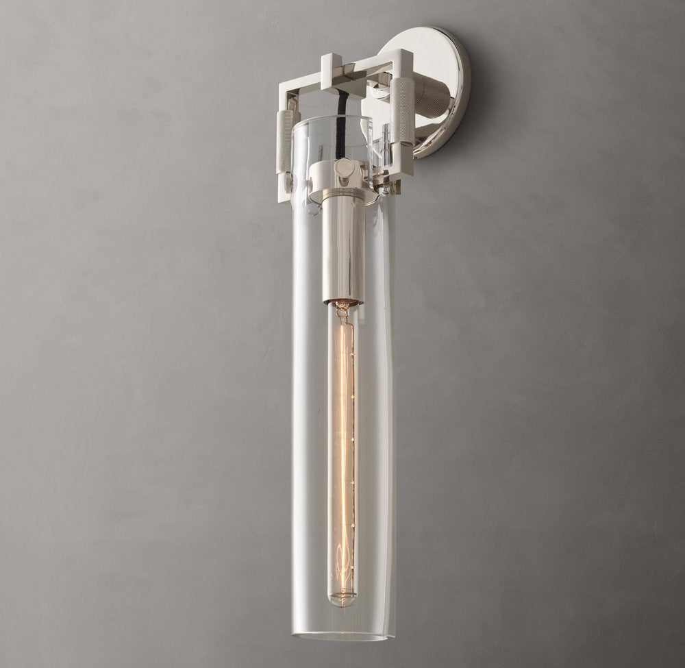 Machinist Glass Cylinder Wall Light 16", Bathroom Wall Sconce, detail 2