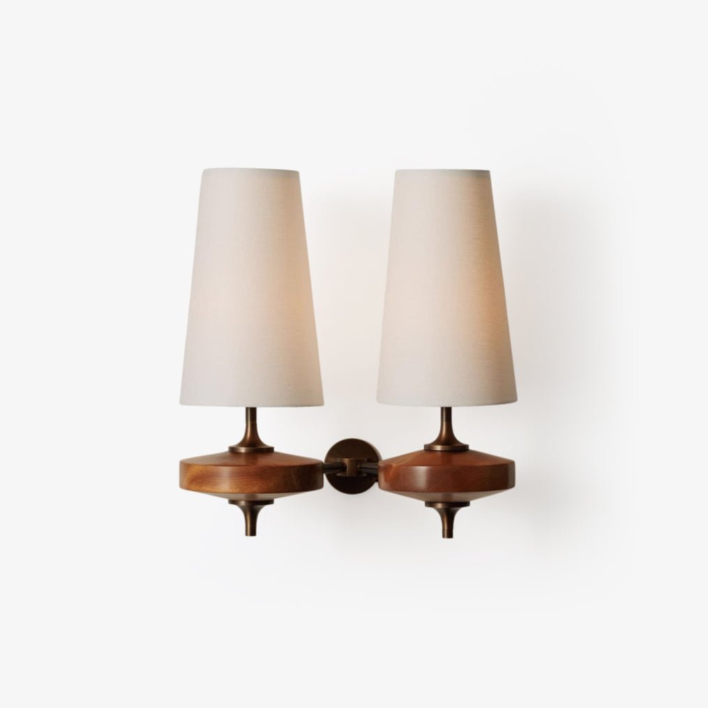 Orlan Twin Shade Wall Light, Hardwired Wall Sconce, Metal, Dia 15cm x H 39cm