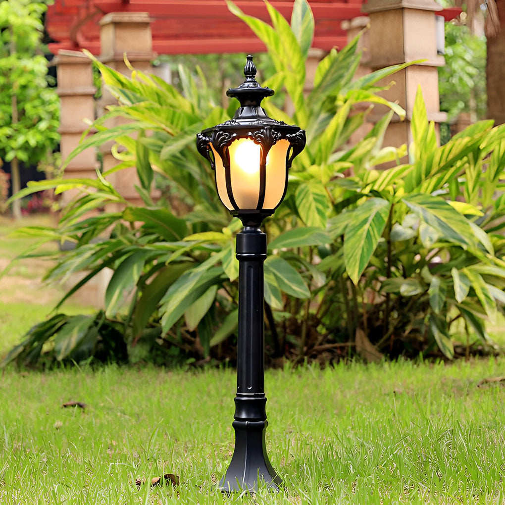 Exterior Waterproof LED European-style Short Pole Lamp Post Pathway Lights, Outdoor Wall Light, Die-cast Aluminum, Dia 8in x H 31in