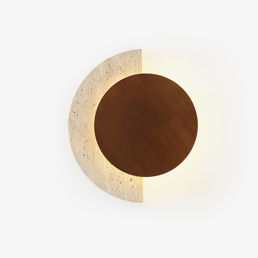 Crescent Halo Wall Light, Hardwired Wall Sconce, Yellow Travertine, Dia 25cm x H 30cm