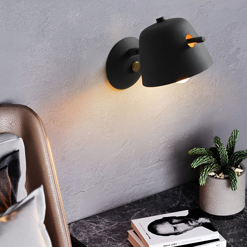 Hat-style Matte Metal Nordic Mounted Contemporary Wall Light, Bedroom Wall Sconce, detail 8